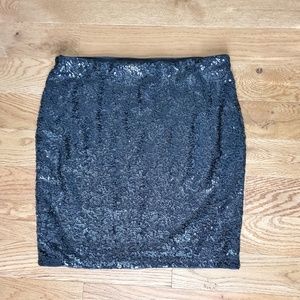 H&M Black Sequin Mini Skirt
